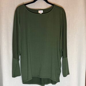 LuLaRoe Linda Olive Green Long Sleeve Top